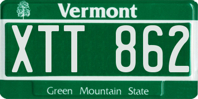 VT license plate XTT862