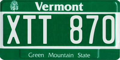 VT license plate XTT870