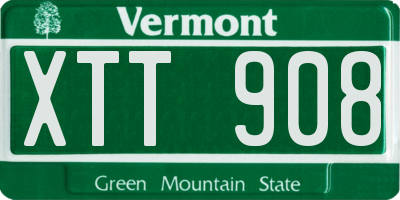 VT license plate XTT908