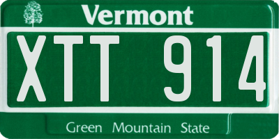 VT license plate XTT914