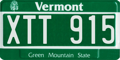 VT license plate XTT915