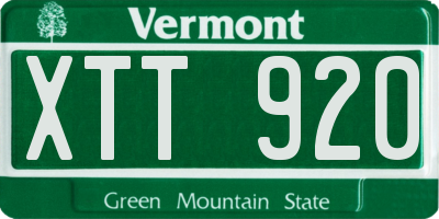VT license plate XTT920
