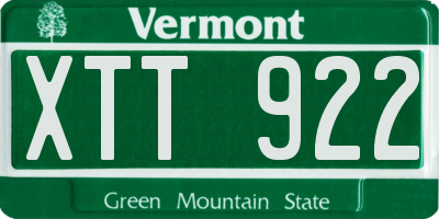 VT license plate XTT922