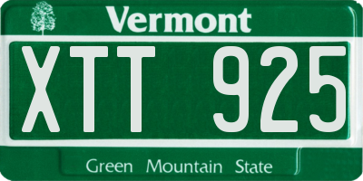 VT license plate XTT925