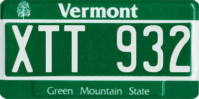 VT license plate XTT932