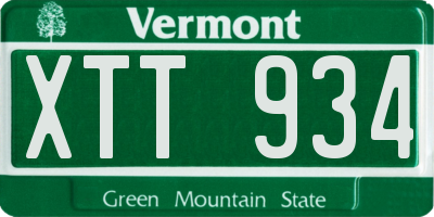 VT license plate XTT934
