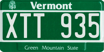 VT license plate XTT935