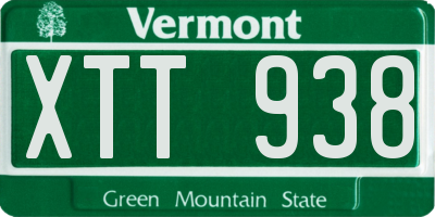 VT license plate XTT938