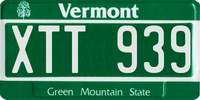 VT license plate XTT939