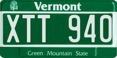 VT license plate XTT940