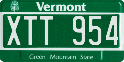 VT license plate XTT954