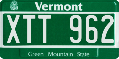 VT license plate XTT962