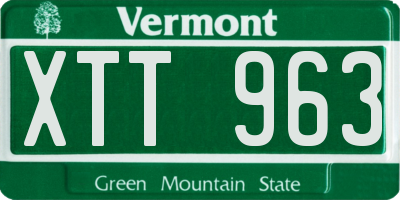 VT license plate XTT963