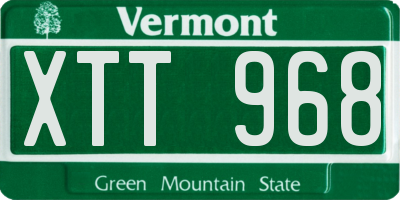 VT license plate XTT968