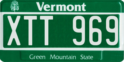 VT license plate XTT969