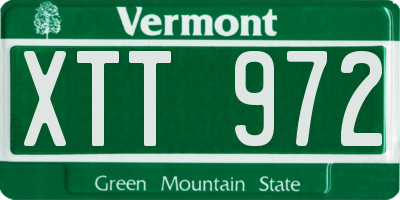 VT license plate XTT972