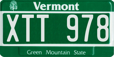 VT license plate XTT978