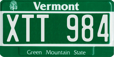 VT license plate XTT984