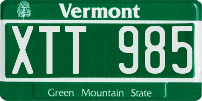 VT license plate XTT985