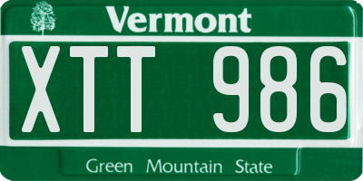 VT license plate XTT986