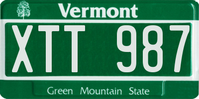 VT license plate XTT987