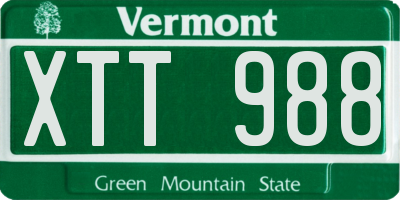 VT license plate XTT988