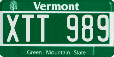 VT license plate XTT989