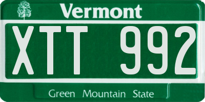 VT license plate XTT992