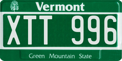 VT license plate XTT996