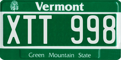 VT license plate XTT998