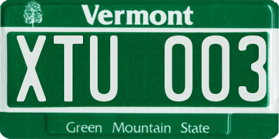 VT license plate XTU003