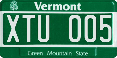 VT license plate XTU005
