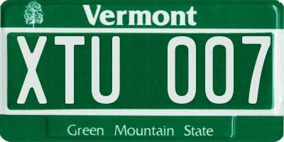 VT license plate XTU007