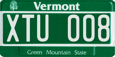 VT license plate XTU008