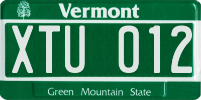 VT license plate XTU012