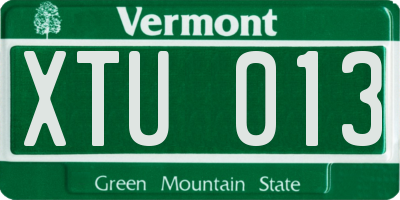 VT license plate XTU013