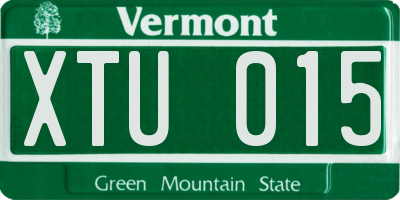 VT license plate XTU015
