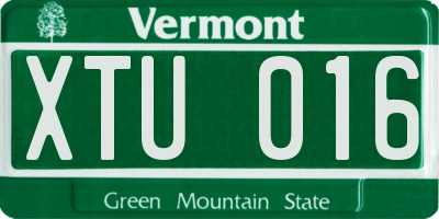 VT license plate XTU016