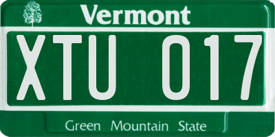 VT license plate XTU017