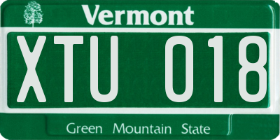 VT license plate XTU018