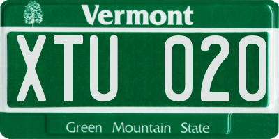 VT license plate XTU020