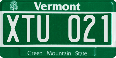 VT license plate XTU021