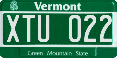 VT license plate XTU022
