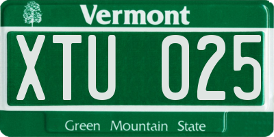 VT license plate XTU025
