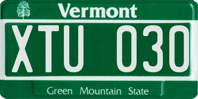 VT license plate XTU030