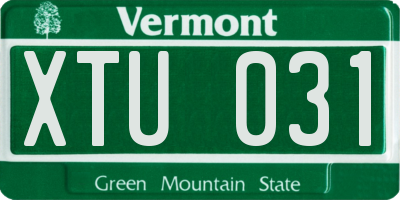 VT license plate XTU031