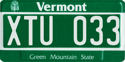 VT license plate XTU033