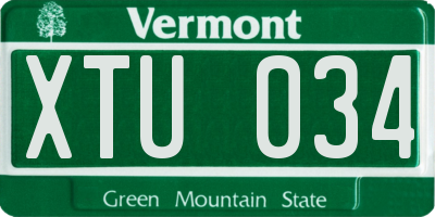 VT license plate XTU034