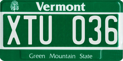 VT license plate XTU036