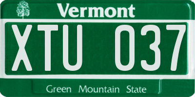 VT license plate XTU037